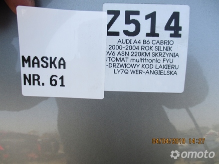 MASKA AUDI A4 B6 00-04 LY7Q