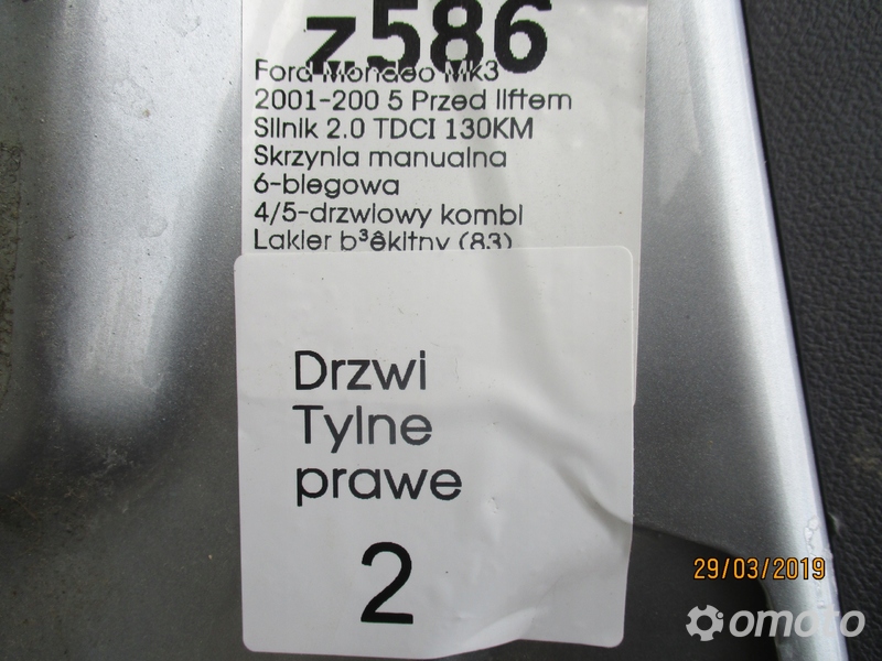 DRZWI TYLNE PRAWE FORD MONDEO MK3 83
