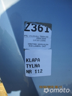 KLAPA TYLNA OPEL VAUXHALL TIGRA B II Z43T