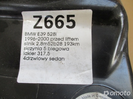 GŁOŚNIK SAMOCHODOWY BMW E39 528I 96-00 2.8 193 KM