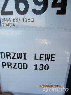 DRZWI LEWE PRZEDNIE BMW E87 118d PRZÓD