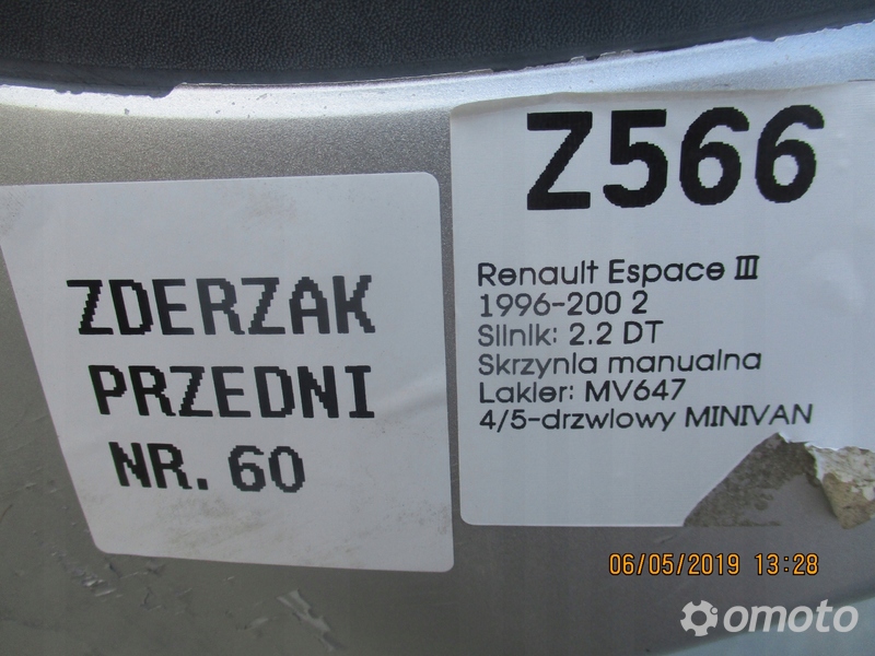 ZDERZAK PRZEDNI PRZÓD RENAULT ESPACE III MV647