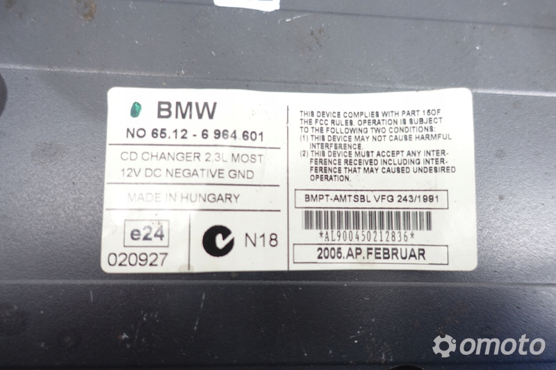 BMW E90 ZMIENIARKA PŁYT CD CZYTNIK 6964601 oryg
