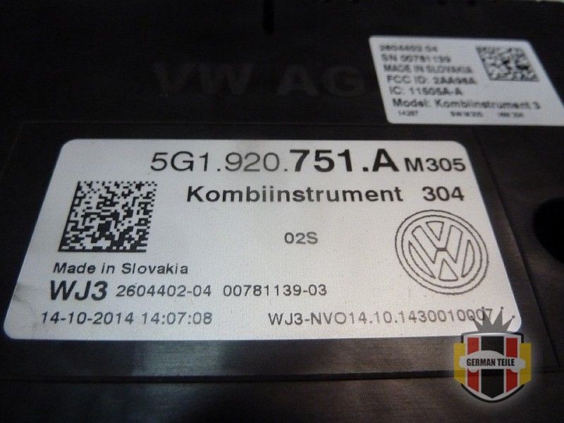 VW GOLF VII TDI DIESEL LICZNIK ZEGAR 5G1920751A