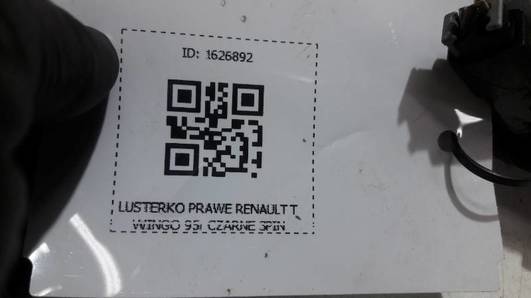 LUSTERKO PRAWE RENAULT TWINGO 95r CZARNE 3PIN