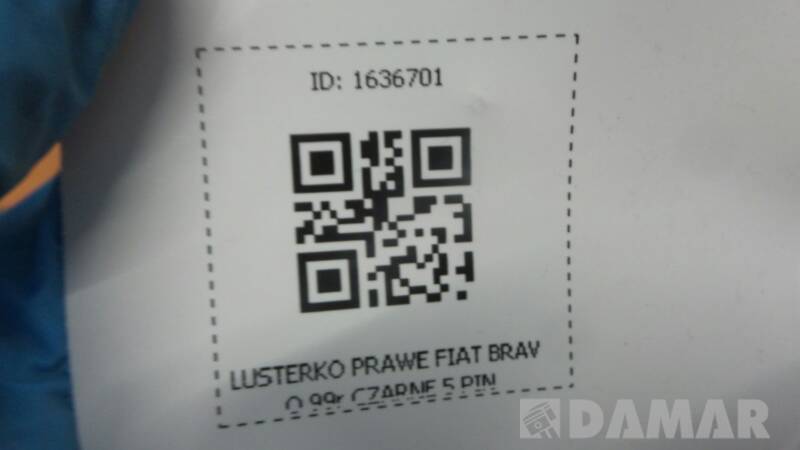 LUSTERKO PRAWE FIAT BRAVO 99r CZARNE 5 PIN