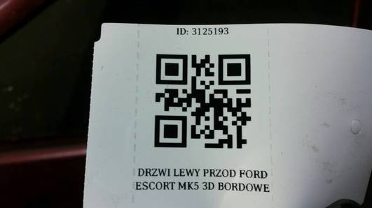 DRZWI LEWY PRZOD FORD ESCORT MK5 3D BORDOWE