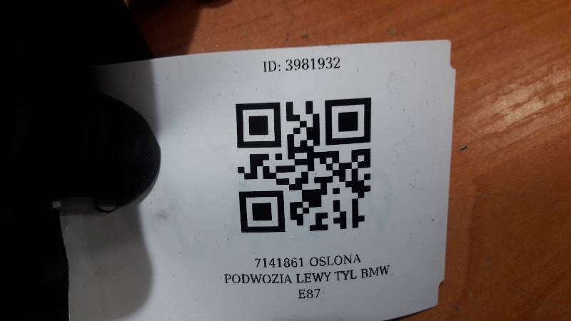 7141861 OSLONA PODWOZIA LEWY TYL BMW E87