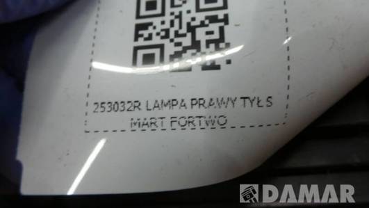 253032R LAMPA PRAWY TYL SMART FORTWO EU