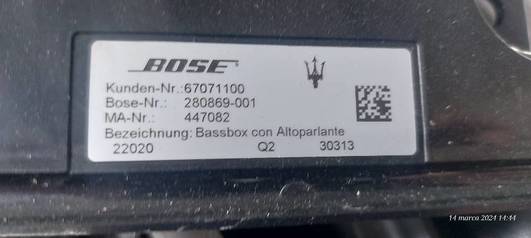 Maserati Subwoofer głośnik Bose 67071100