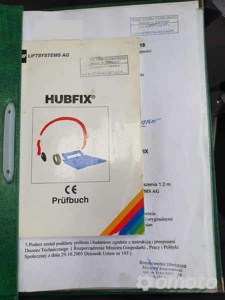 MBB HUBFIX 1000K książka dozór ważne UDT do windy